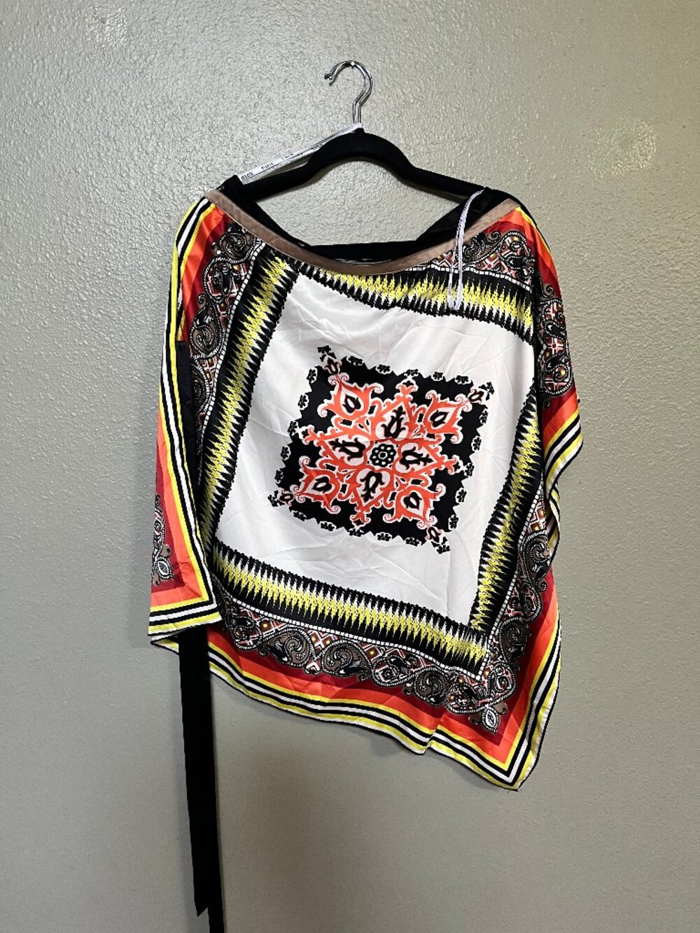 XOXO Silk Feel Asymmetrical One Shoulder Scarf Top Small